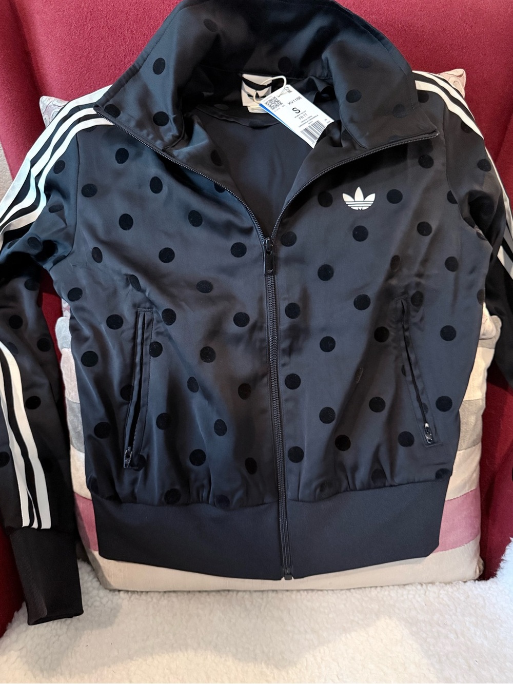 ADIDAS NWT SATIN POLKA DOTS TT TRACK TOP JACKET - Picture 7 of 7